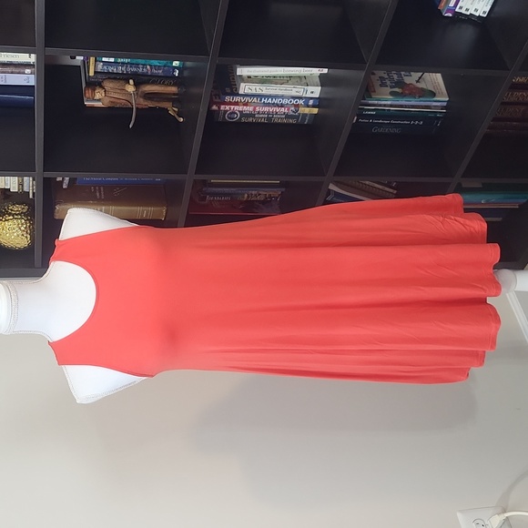 OLD NAVY Orange Sleeves Rayon Tent Swing Midi Dress - Picture 1 of 7